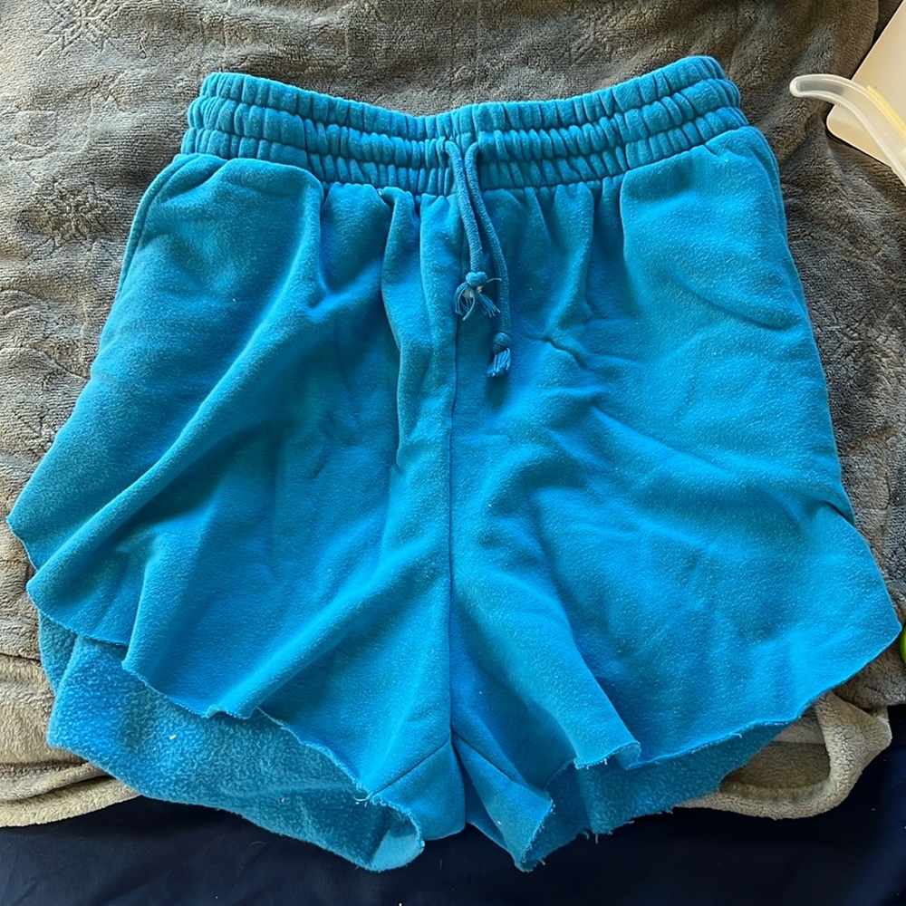 blue sweat shorts